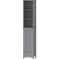 FORGEVIO Grey Tall Freestanding Bathroom Cabinet Adjustable Shelves