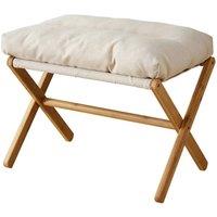 FORGEVIO Footstool Foldable Footrest Stool with Bamboo Leg Soft Pad Beige