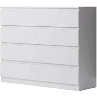 FORGEVIO 8 Drawer Chest of Drawers Modern Bedroom Furniture Matt in White