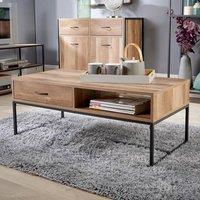 FORGEVIO Coffee Table Sorage Organiser Oak Effect Industrial Metal Furniture in Brown