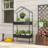 EONLION 2 Tier Plant Stand, Outdoor Indoor in Black | Size: 100 cm
