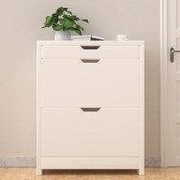 SPETLEK Shoe Cabinet Rack Wooden Shoes Storage Stand in White | Size: 0.6m2