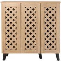 SPETLEK 3 Door Shoe Storage Cabinet Oak Cupboard in Natural | Size: 0.6m2