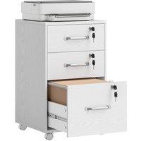 Kelvenix 3 Drawer File Cabinet Rolling Filing Cabinet in White | Size: 0.6m2