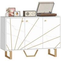 Kelvenix Sideboard Storage Cupboard with Metal Legs for Living Room in White | Size: 0.6m2