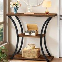 FORGEVIO 3 Tier Console Table with 80cm x 30cm x 80cm, Rustic in Brown | Size: 80 cm x 30 cm x 80 cm