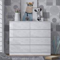 SPETLEK 8 Drawer Chest of Drawers White Gloss Bedroom Large | Size: 0.6m2