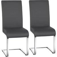 Kelvenix Dark Gray Dining Chairs 2pcs Modern Leather in Dark Grey | Size: 0.6m2