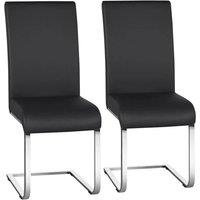 Kelvenix Black Dining Chairs 2pcs Modern Leather | Size: 0.6m2