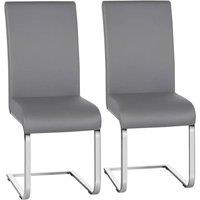 Kelvenix Light Gray Dining Chairs 2pcs Modern Leather in Light Grey | Size: 0.6m2