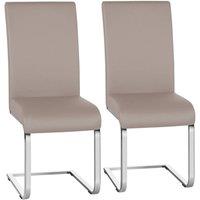 Kelvenix Light Brown Dining Chairs 2pcs Modern Leather | Size: 0.6m2