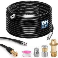 SPETLEK 15M High Pressure Drain Jet Washer Hose Drain Pipe in Black | Size: 100g