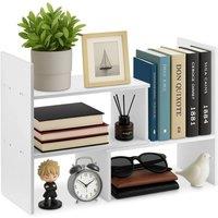 Havendro White Wood Expandable Desktop Book Shelf
