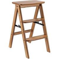 Havendro 3-Tier Thick Bamboo Folding Step Stool in Brown