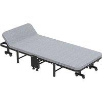 NESTLUNE Heavy Duty Single Folding Bed w/Mattress Portable in Grey
