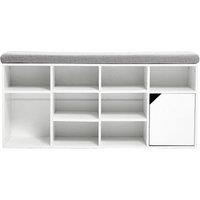 VOGREX White Padded Entryway Shoe Bench Storage Shelf Hall Seat