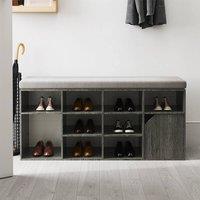 VOGREX Grey Padded Entryway Shoe Bench Storage Shelf Hall Seat