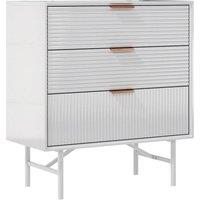 VOGREX White Wooden 3 Drawer Freestanding Storage Cabinet Organiser