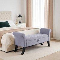 VOGREX Velvet Upholstered Storage Ottoman Bench 133x53x46cm Storage Box Seat in Grey | Size: 133 x 53 x 46 cm