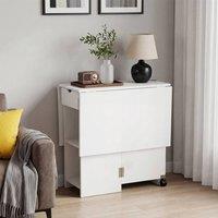 VOGREX Foldable Wheeled Dining Table Storage Shelf Space Saving in White