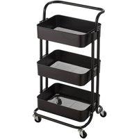 VOGREX Black 3-Tier Wheeled Storage Cart Multi-scene Organiser