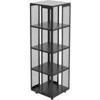 VOGREX Industrial Wheeled 4-Tier Corner Bookshelf Steel Frame Storage Unit in Black