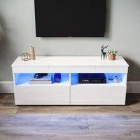 ERGOVEXA White LED TV Stand Unit Cabinet Modern 2 Door Media Sideboard