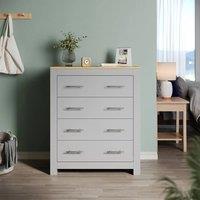 ERGOVEXA Chest of Drawers 4 Drawer Bedroom Bedside Table Cabinet Furniture in Grey