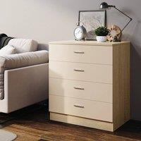 ERGOVEXA Chest of 4 Drawers High Gloss Bedroom Bedside Table Cabinet in Natural