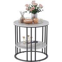 ERGOVEXA Round Marble Coffee Table Sofa Side Table Nightstand Metal Frame