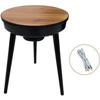 ERGOVEXA Side Table End Coffee Table Bluetooth Speaker Walnut Black