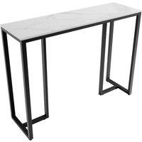 ERGOVEXA Entryway Coner Table Marble TopConsole Table Sofa Couch Accent Table in Black