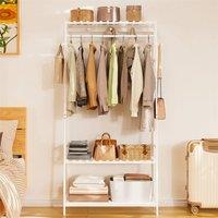 ERGOVEXA Garment Storage Rack Versatile Clothes Stand Large Space Shoes Shelf in White