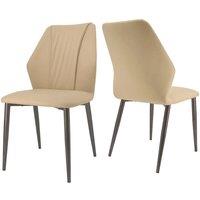 ERGOVEXA 2pcs Dining Chairs Stable High Side Chairs Legs Light Khaki Gun-grey