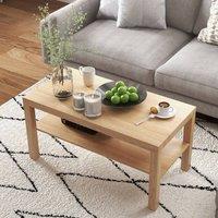 STILVORA Coffee Table with Storage Shelf Natural Wood