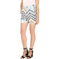 Cutie London Women's Abstract Chevron Pattern High-Waisted Shorts in Green | Size: 8