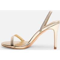 Public Desire Women's Barely Gold Round Toe Slingback Stiletto Heels | Size: 4