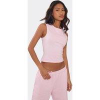 EGO Women's Fitted Sleeveless Crew Neck Top in Baby Pink | Size: 16
