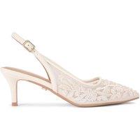 Carvela Women's 'Positano Lace Sling Low' Fabric Heels in Cream | Size: 8