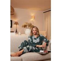 Cyberjammies Women's Grace Green Floral Print Long Sleeve Pyjama Set | Size: 12