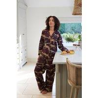 Cyberjammies Women's Wild Slumber Leopard Print Wide Leg Pyjama Set in Purple | Size: 28