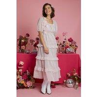 Neon Rose Women's Corsage Detail Tiered Silhouette Midaxi Dress in Baby Pink | Size: Small