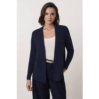 Celtic & Co Women's Longline Ribbed Cardigan in Dark Navy | Size: Medium/Large