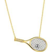 Spero London Women's Sterling Silver Gold Tennis Racket Necklace