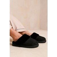 Where's That From Women's Comfort Trim Mule Slipper in Black | Size: 4