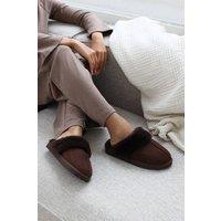 Where's That From Women's Comfort Trim Mule Slipper in Dark Brown | Size: 3