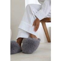 Where's That From Women's 'Keira' Ultimate Fluffy Faux Fur Mule Slippers in Grey | Size: 3