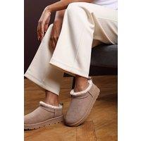 Where's That From Women's 'Saskia' Cosy Faux-Suede Fur Lined Micro Dipped Heel Boot in Camel | Size: 3
