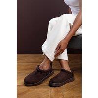 Where's That From Women's 'Saskia' Cosy Faux-Suede Fur Lined Micro Dipped Heel Boot in Brown | Size: 3