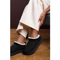 Where's That From Women's 'Saskia' Cosy Faux-Suede Fur Lined Micro Dipped Heel Boot in Black | Size: 6